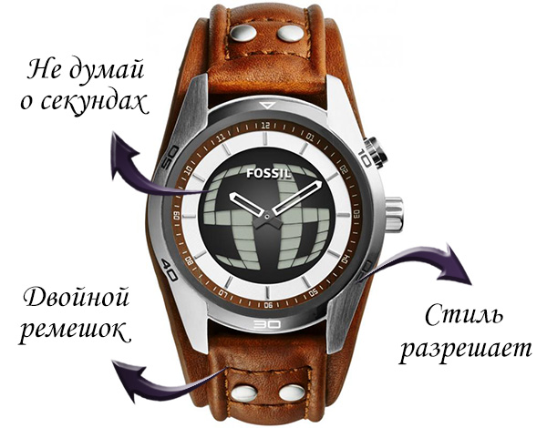    Fossil.   Coachman Two-Hand with Digital Leather Watch  Brown