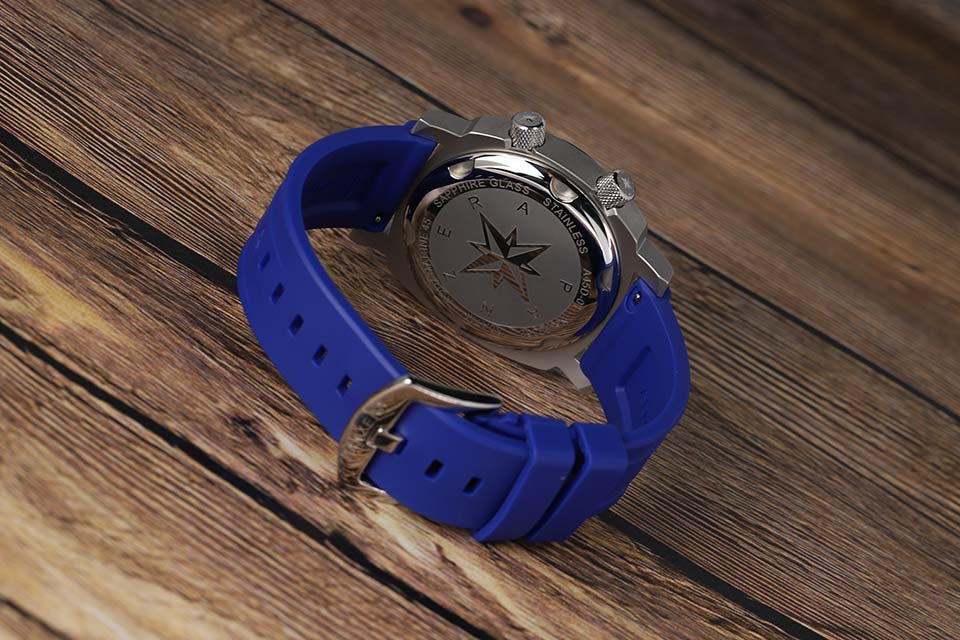 Panzera Aquamarine 45mm - Orologio Automatico Subacqueo Uomo, Quadrante Blu, Cinturino In Silicone, Vetro Zaffiro