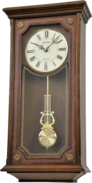 Деревянные настенные часы Rhythm CMJ559NR06 с маятником с боем