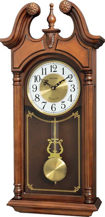 Деревянные настенные часы Rhythm CMJ582NR06 с маятником