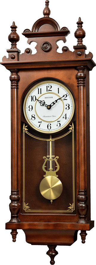 Деревянные настенные часы Rhythm CMJ583NR06 с маятником