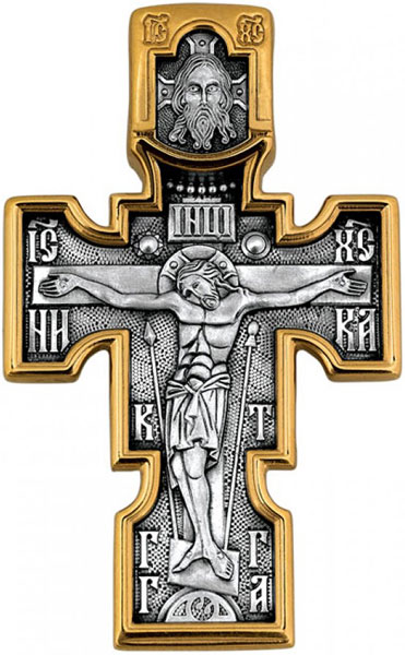 Мужской серебряный православный крест бижутерия с распятием Акимов 101.084