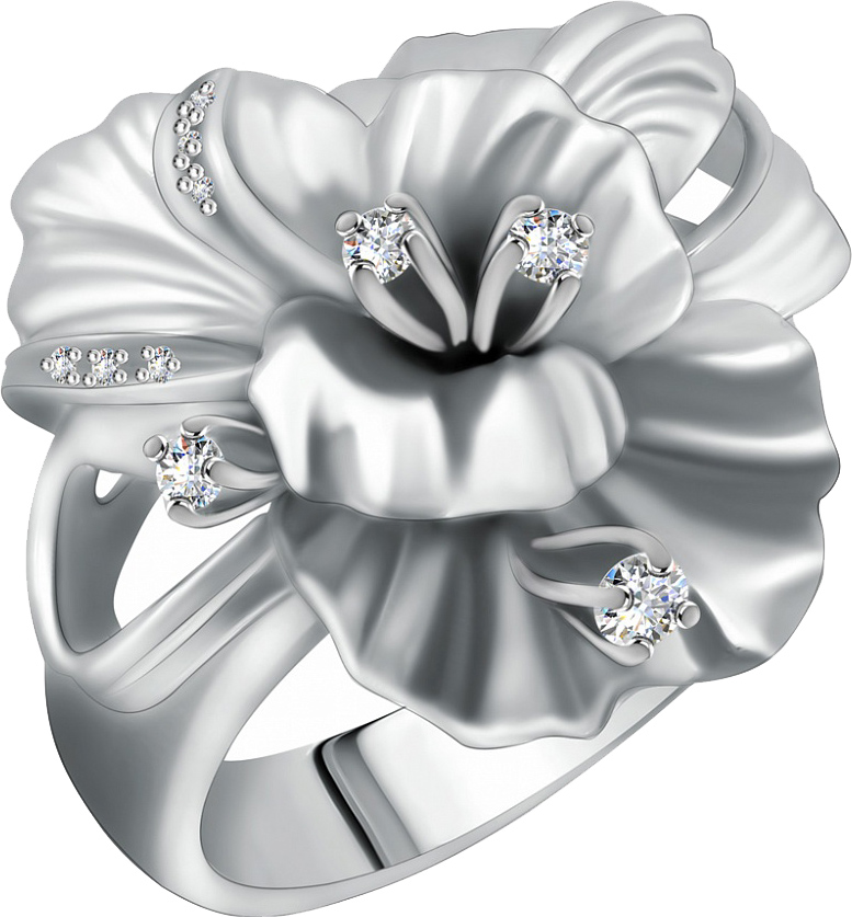 Серебряное кольцо Альдзена K-15010 с фианитами Swarovski