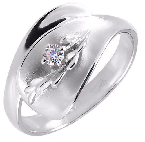 Серебряное кольцо Альдзена K-15087 с фианитом Swarovski