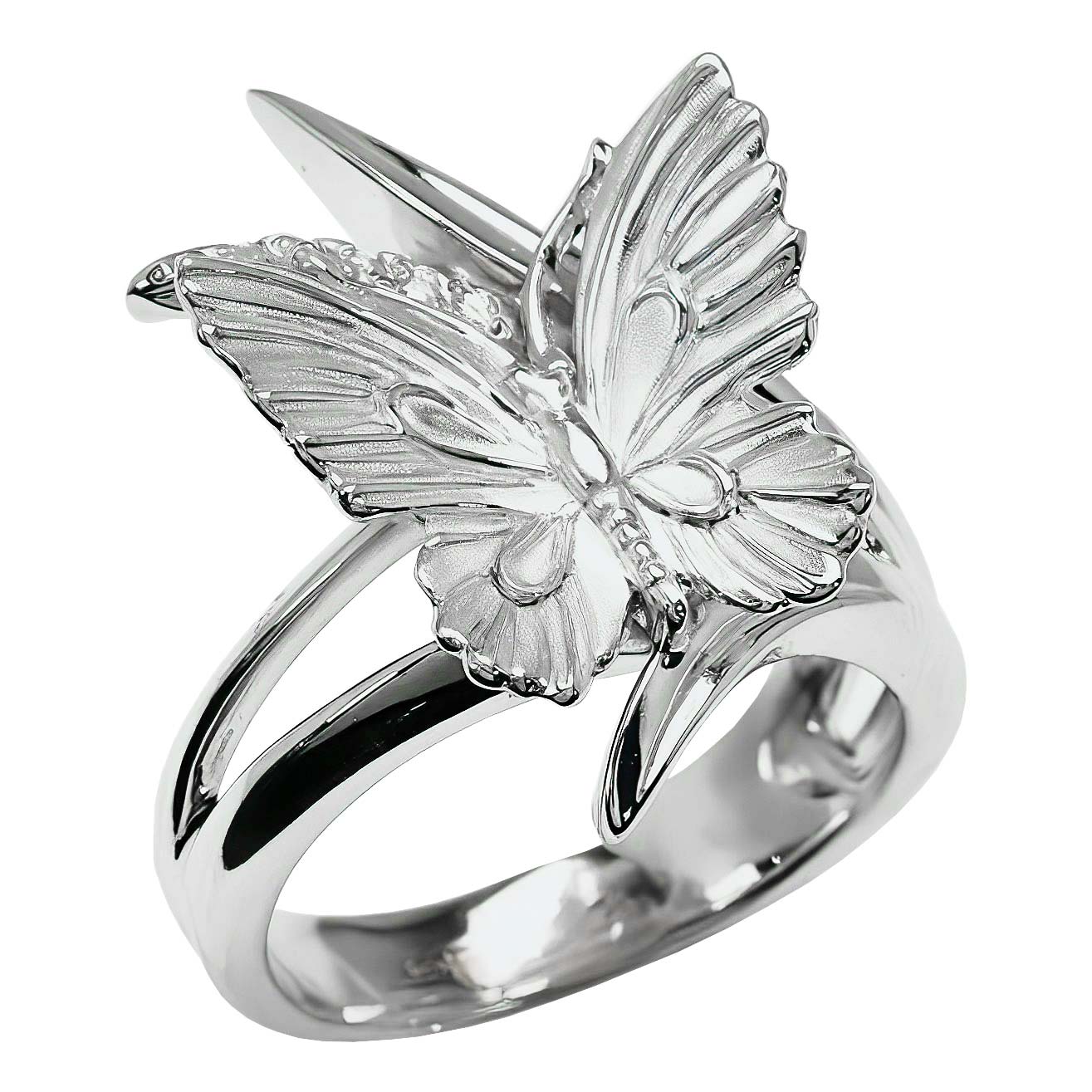 Серебряное кольцо ''Бабочка'' Альдзена K-25011 с фианитами Swarovski