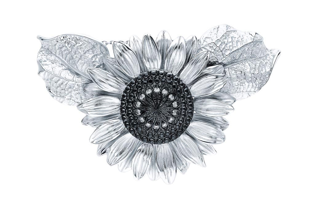 Серебряный кулон ''Подсолнух'' Альдзена P-15002 с фианитами Swarovski
