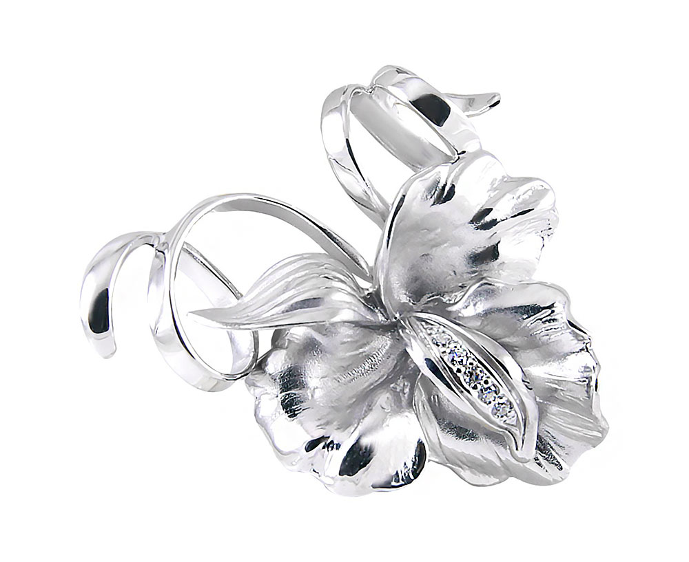 Серебряный кулон ''Цветок'' Альдзена P-15026 с фианитами Swarovski