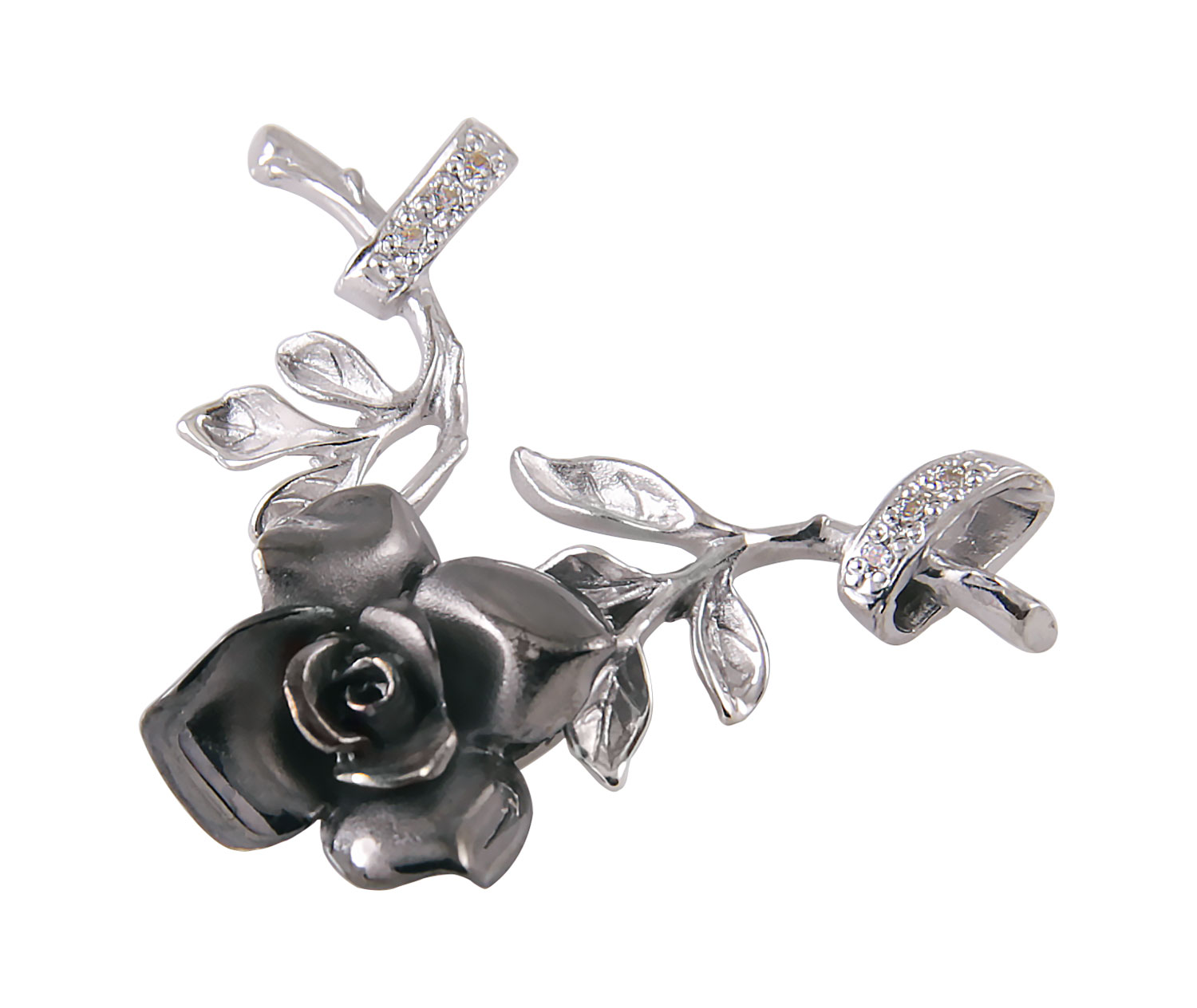 Серебряный кулон ''Роза'' Альдзена P-15037 с фианитами Swarovski