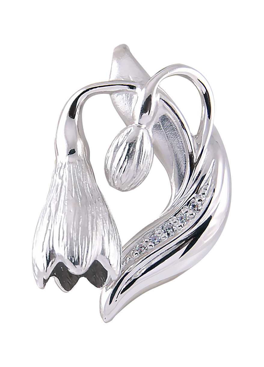 Серебряный кулон ''Подснежник'' Альдзена P-15057 с фианитами Swarovski