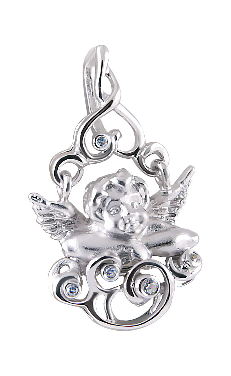 Серебряный кулон ''Ангел'' Альдзена P-25023 с фианитами Swarovski
