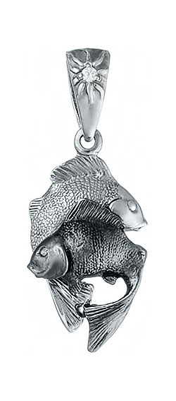 Серебряная подвеска ''Знак зодиака Рыбы'' Альдзена P-26003S с фианитом Swarovski