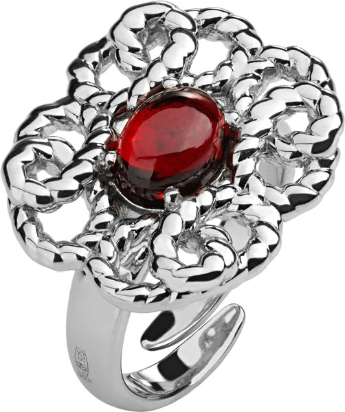 Серебряное кольцо Algenda SET4-R с гранатом