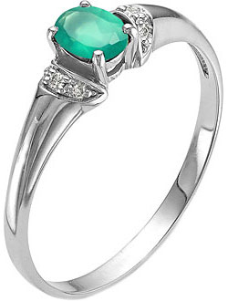 Серебряное кольцо Алькор 01-0266/00AG-00 с агатом, кубическим цирконием