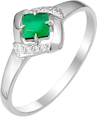 Серебряное кольцо Алькор 01-0270/00AG-00 с агатом, кубическим цирконием