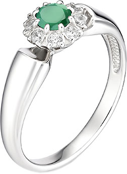 Серебряное кольцо Алькор 01-0888/00AG-00 с агатом, кубическим цирконием