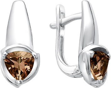 Серебряные серьги Алькор 02-0376/00RT-00 с раухтопазами