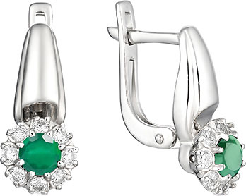 Серебряные серьги Алькор 02-0888/00AG-00 с агатами, кубическим цирконием