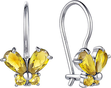 Серебряные серьги Алькор 02-1422/00CT-00 с цитринами