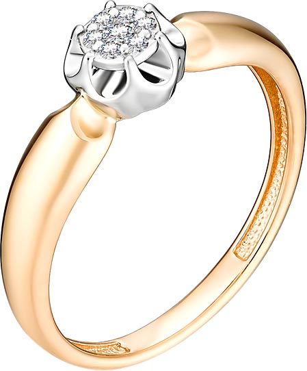 Золотое кольцо Алькор 12971-100 с бриллиантом