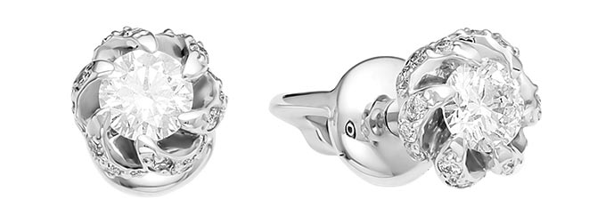 Серьги пусеты-гвоздики из белого золота Алькор 22091-200 с бриллиантами