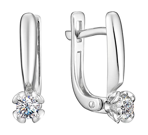 Серьги из белого золота Алькор 22959-200 с бриллиантами