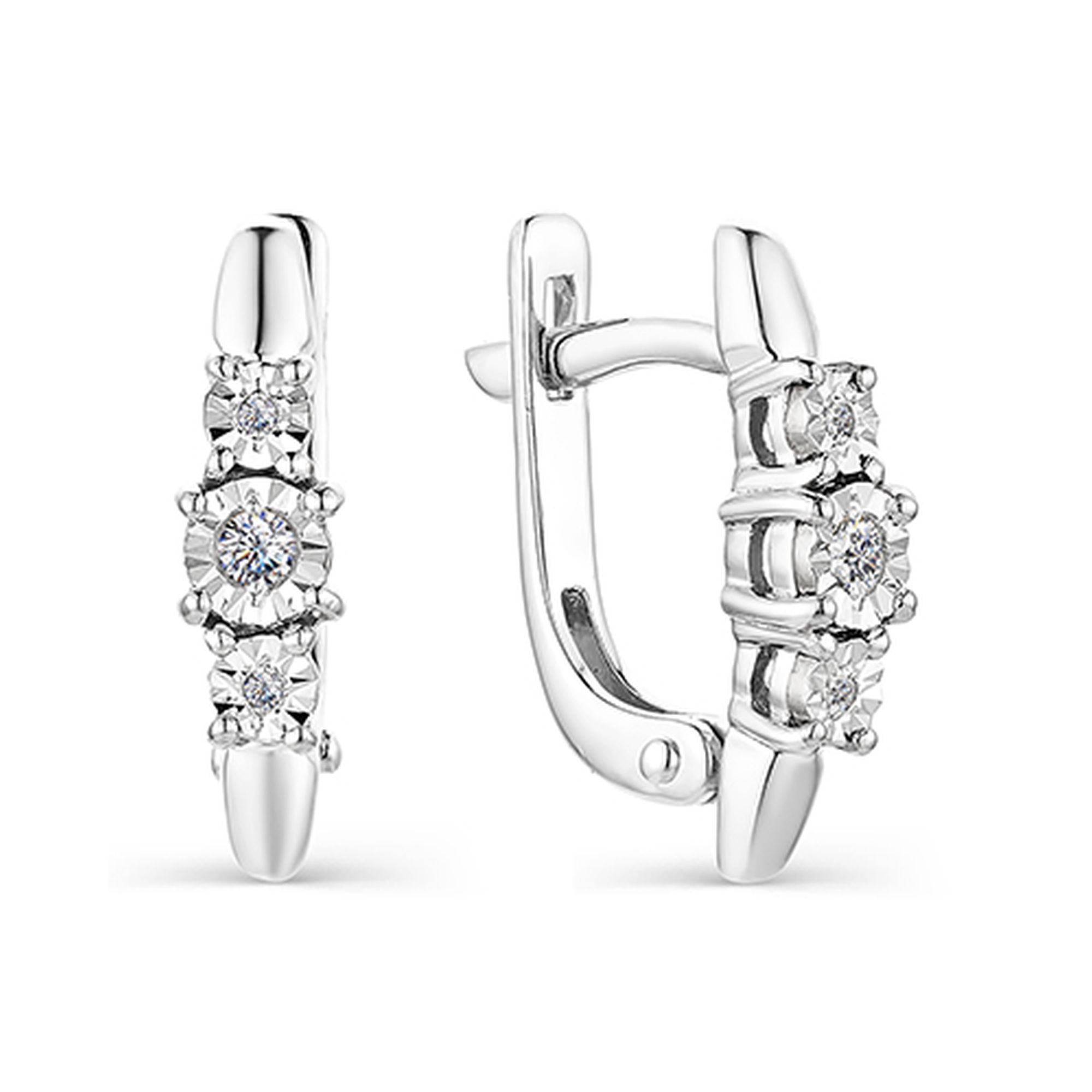 Золотые серьги Алькор 23164-200 c бриллиантом