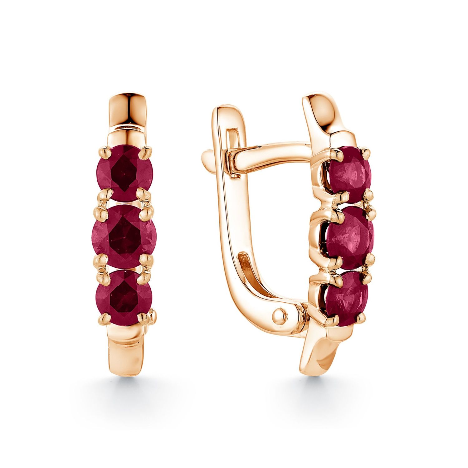 Золотые серьги Алькор 23206-103 c рубином