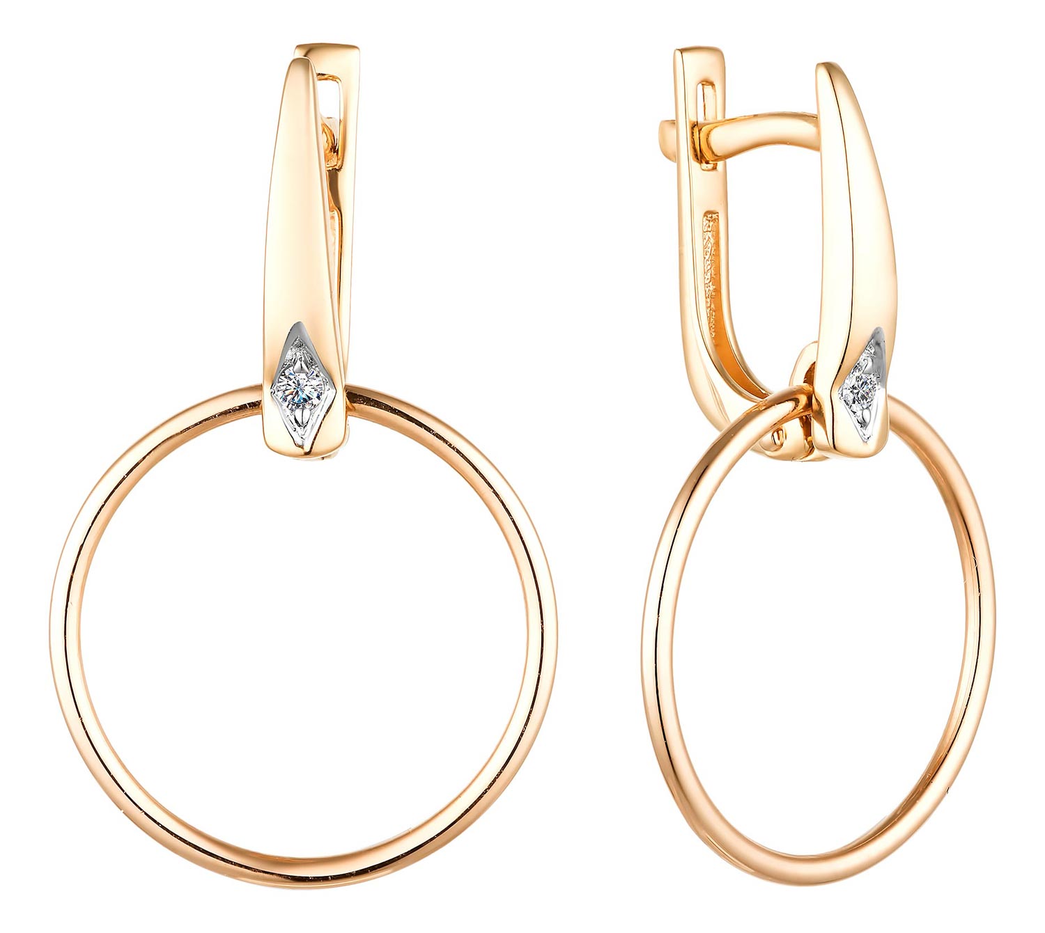 Золотые серьги с подвесками Алькор 23615-100 с бриллиантами