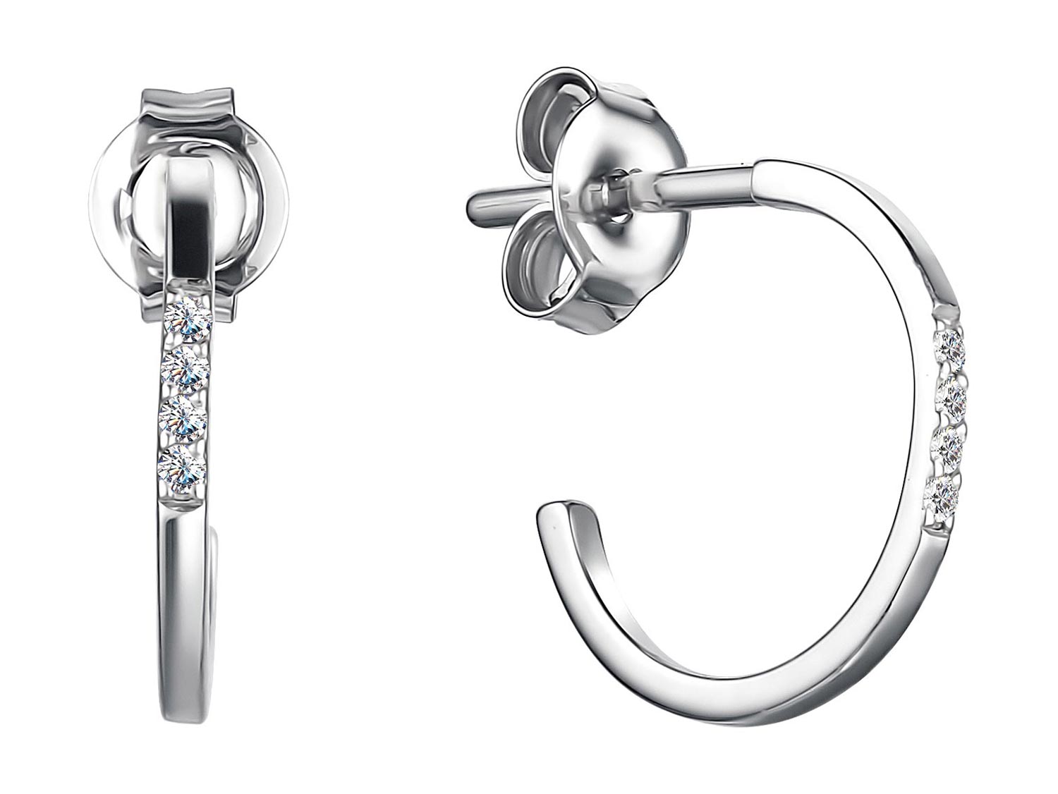 Серьги полукольца из белого золота Алькор 24225-200 с бриллиантами