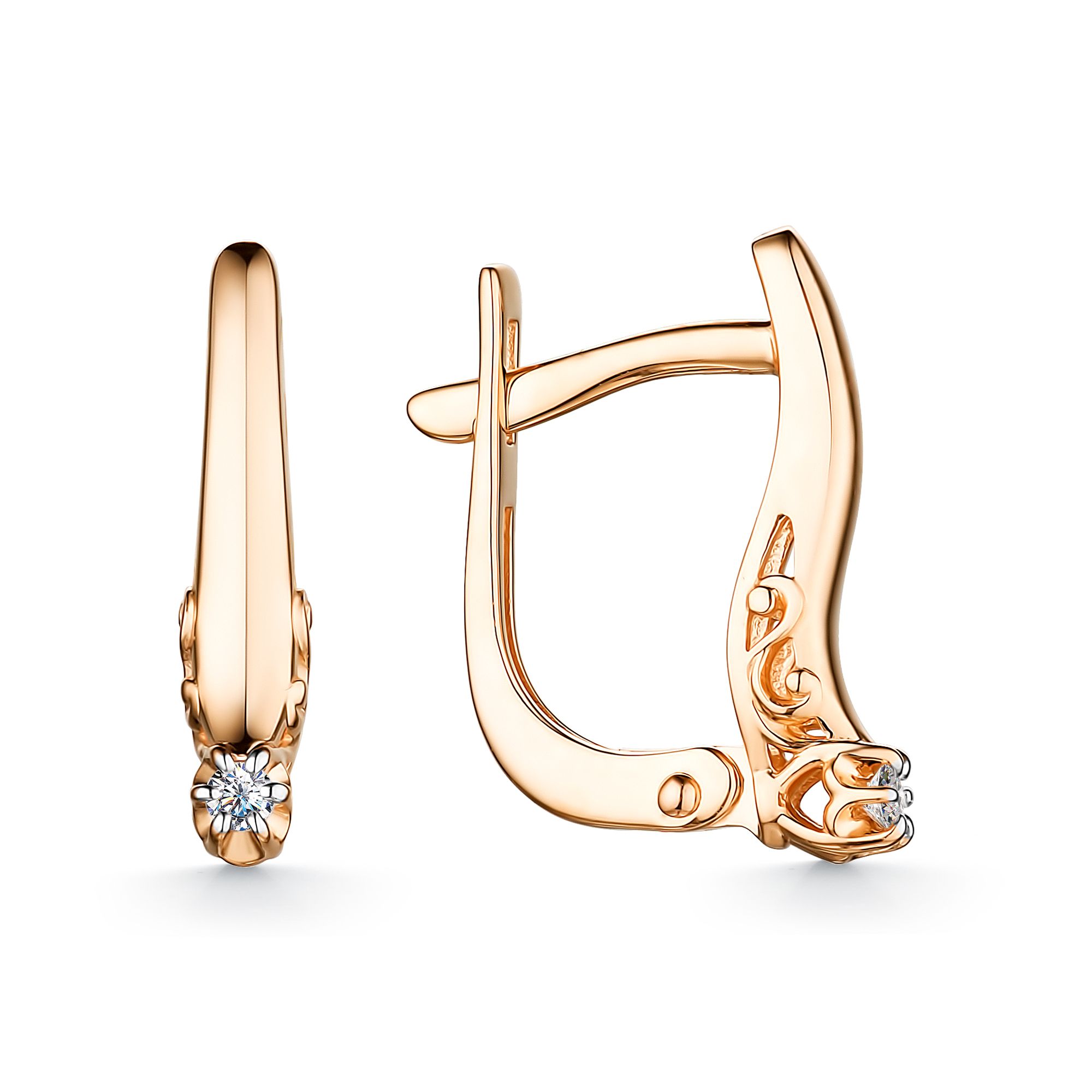 Золотые серьги Алькор 24236-100 c бриллиантом