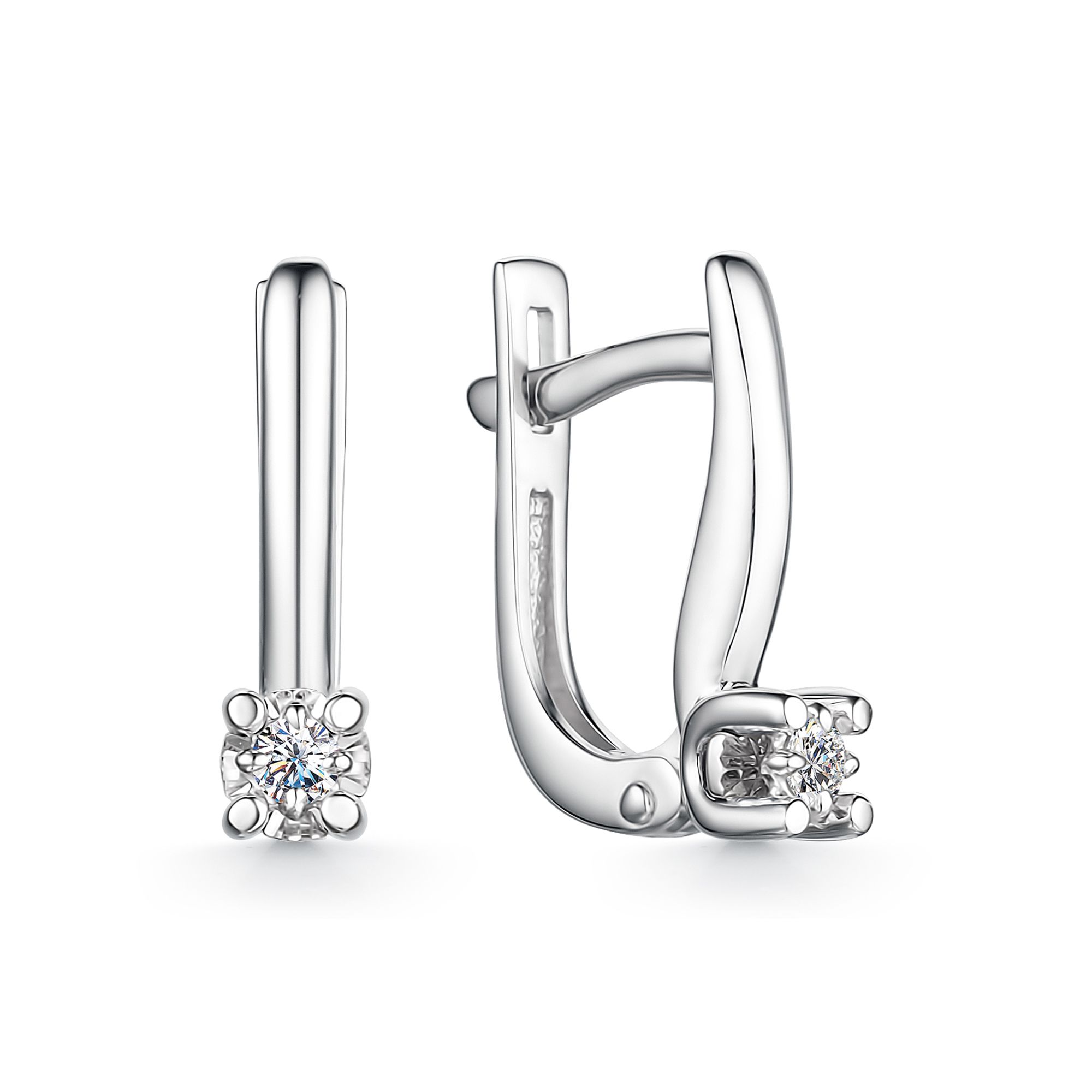 Золотые серьги Алькор 24283-200 c бриллиантом