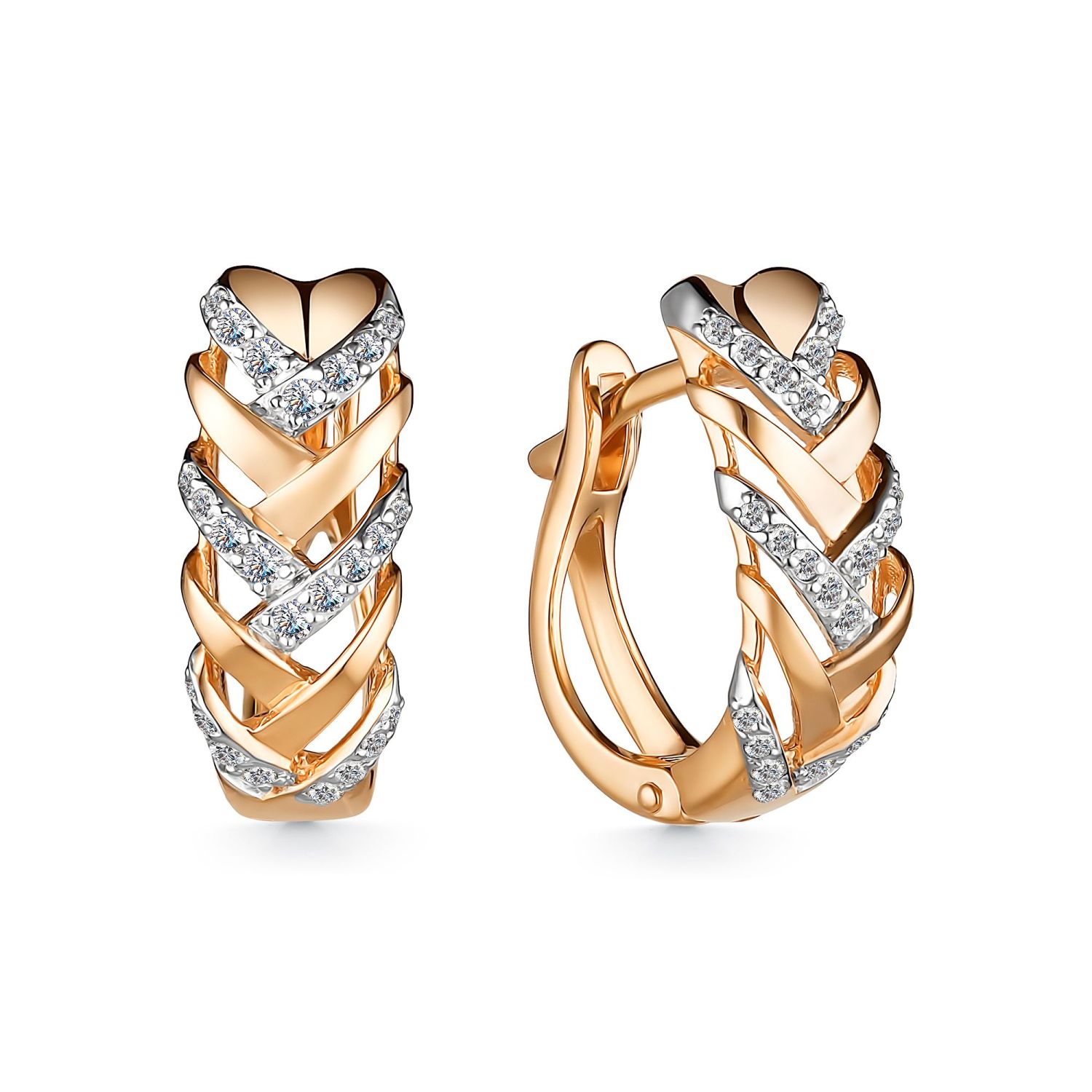 Золотые серьги Алькор 24497-100 c бриллиантом