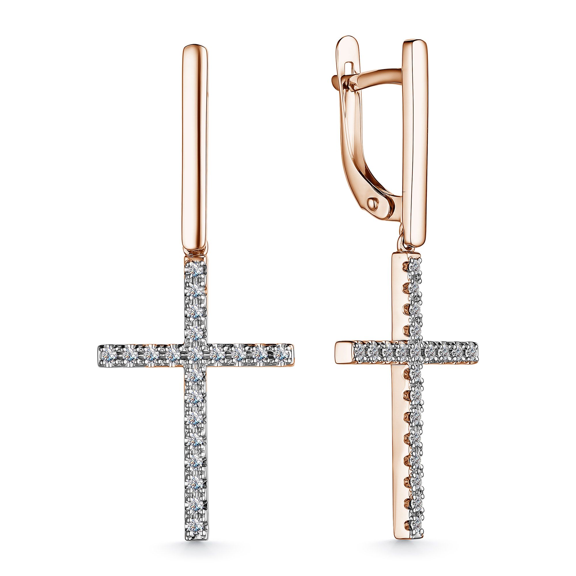 Золотые серьги с подвесками Алькор 25277-100 с бриллиантами