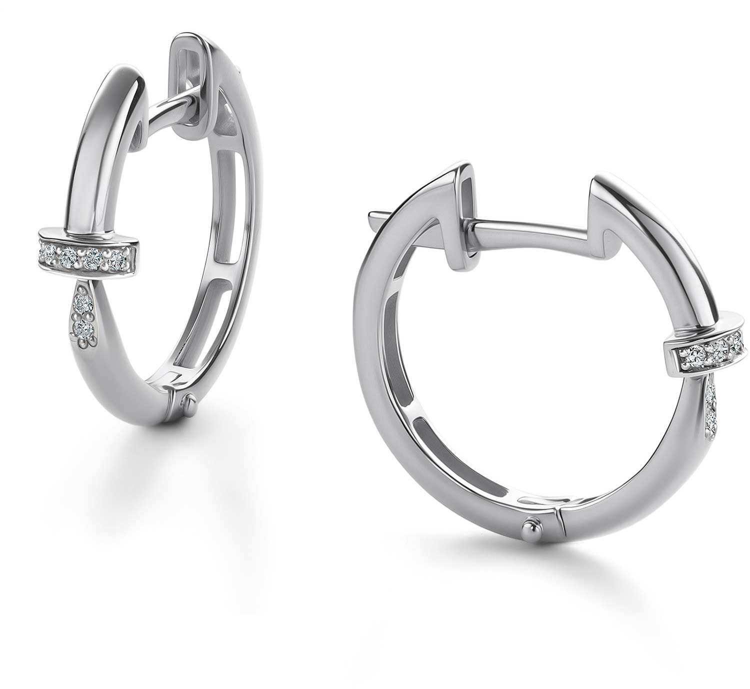 Серьги кольца конго из белого золота ''Гвоздь'' Алькор 25985-200 с бриллиантами