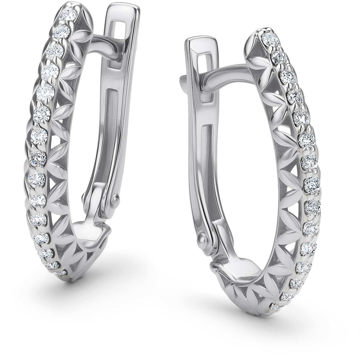 Серьги из белого золота Алькор 26136-200 с бриллиантами