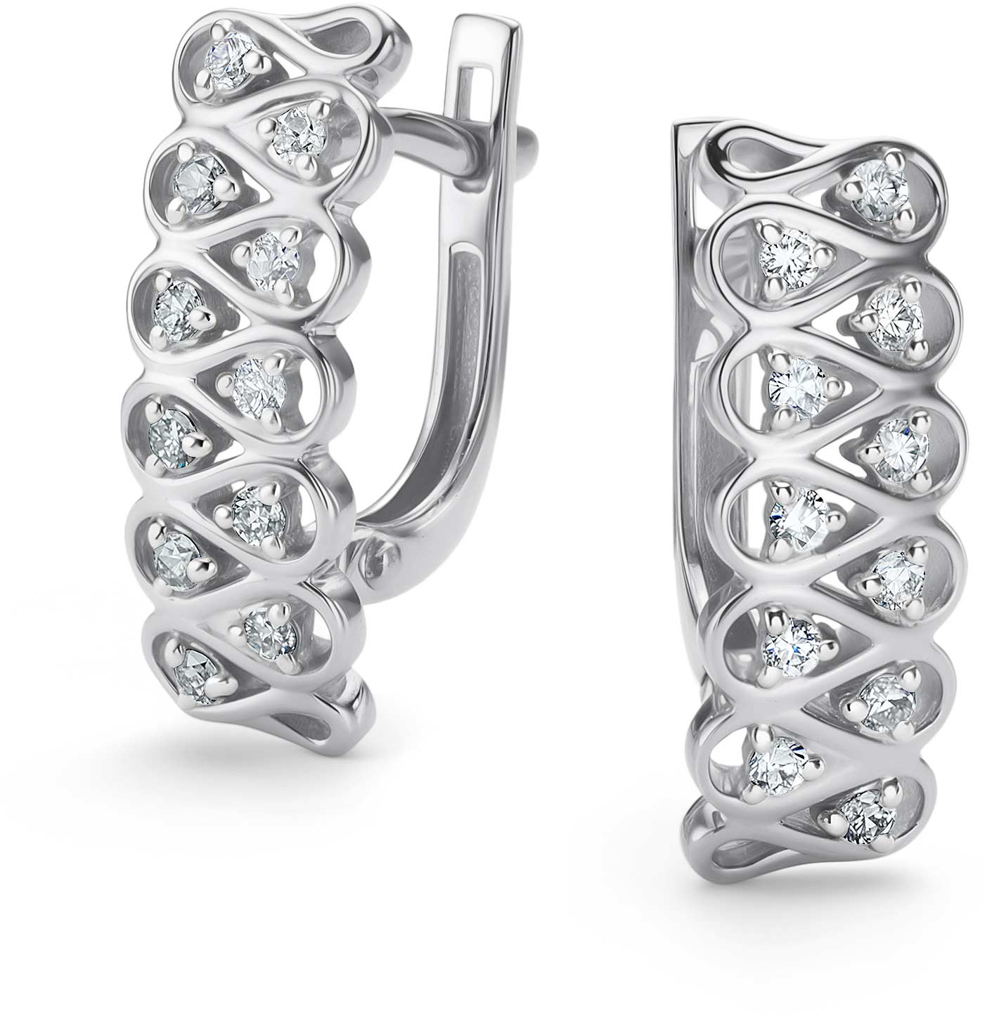 Серьги из белого золота Алькор 26184-200 с бриллиантами