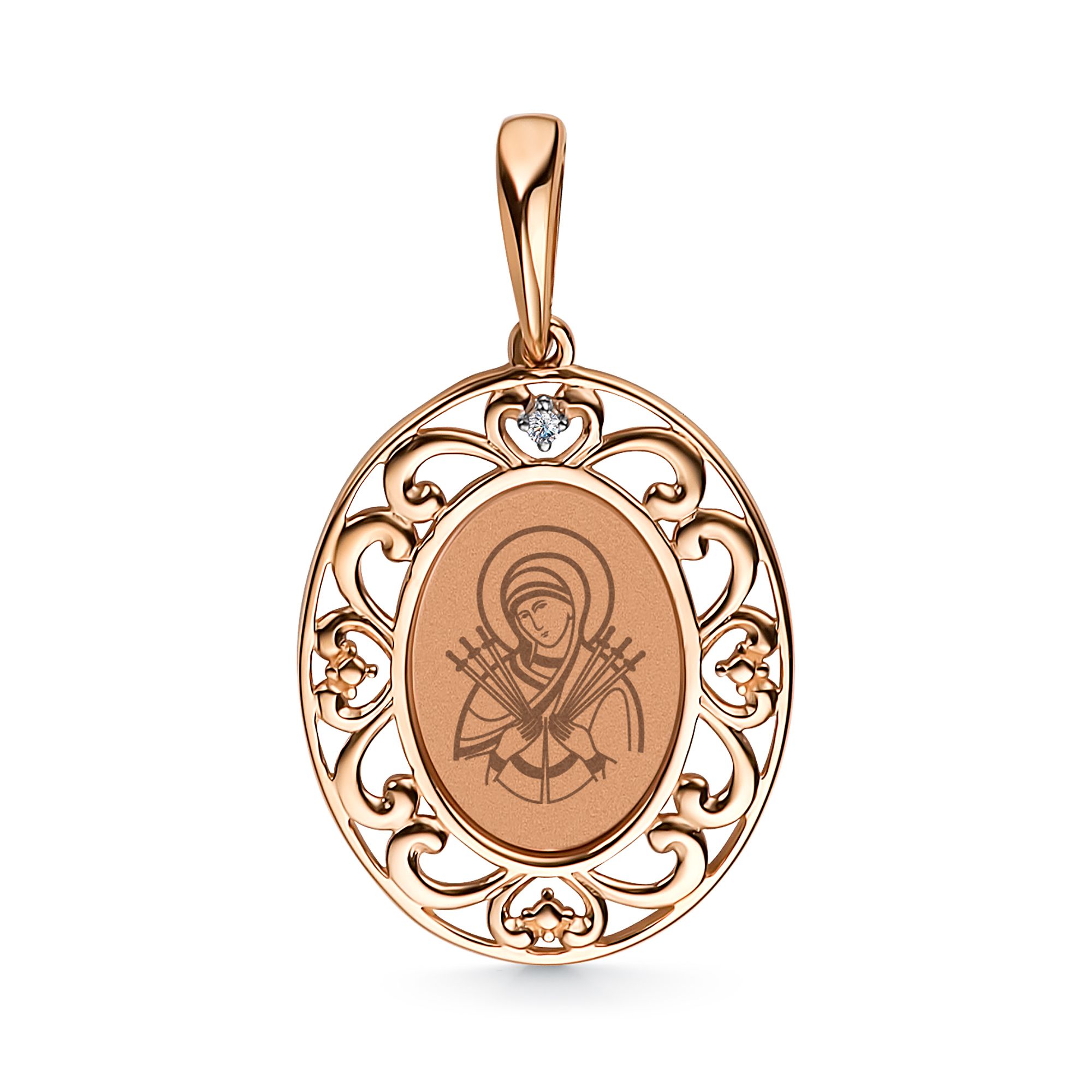 Золотой кулон Алькор 34393-100 c бриллиантом