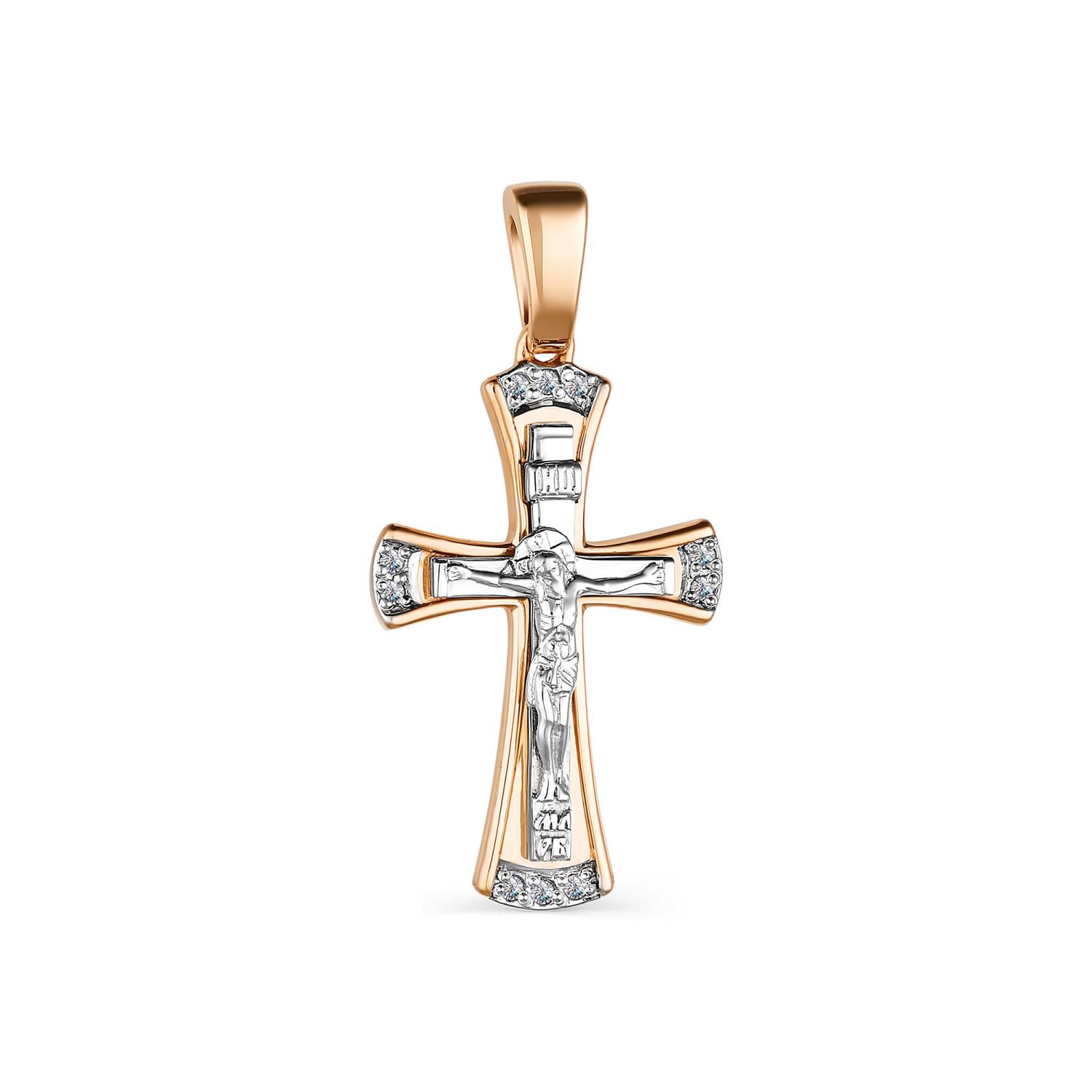 Женский золотой православный крестик с распятием Алькор 3753-100 с бриллиантами