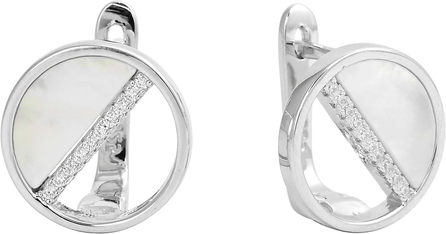 Серебряные серьги Alissa CAS6016E c перламутром, фианитом