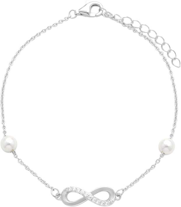 Серебряный браслет цепь Alissa Y154101B с жемчугом, фианитами