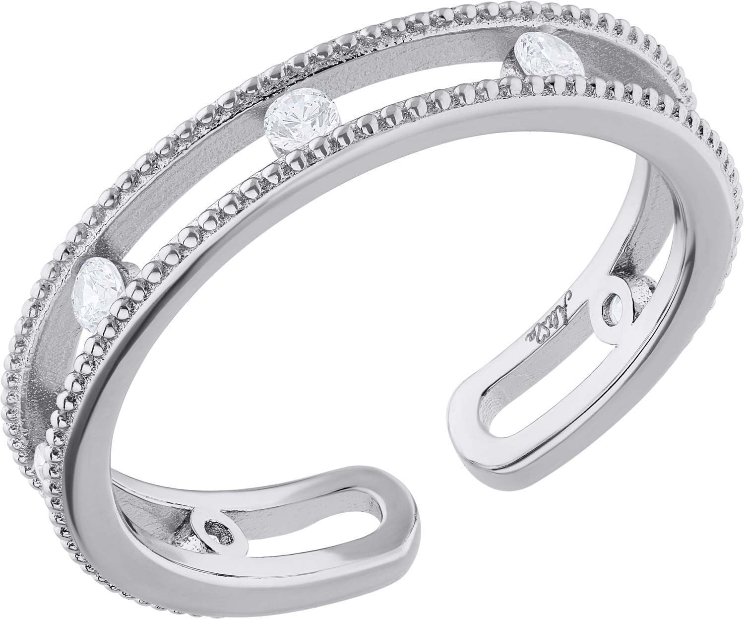 Серебряное открытое двойное кольцо Alissa Y174501R с фианитами