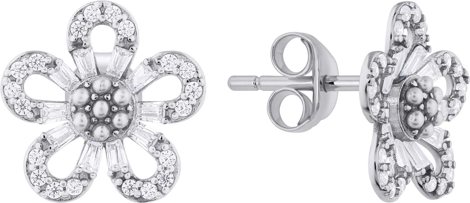 Серебряные серьги пусеты-гвоздики Alissa Y181401E с фианитами