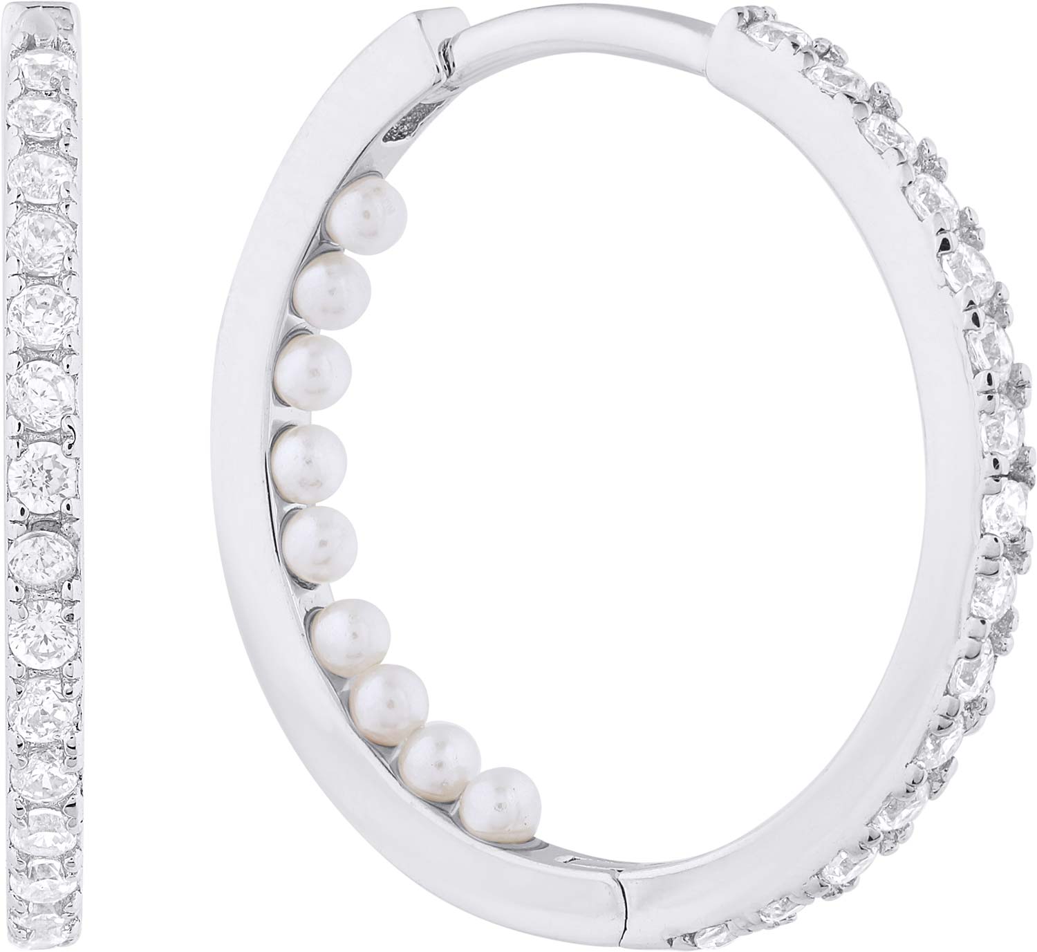 Серебряные серьги кольца конго Alissa Y231401E с жемчугом, фианитами