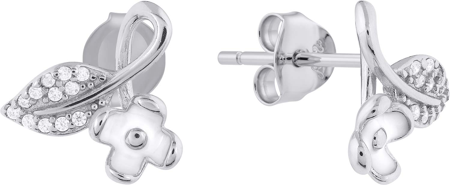 Серебряные серьги пусеты-гвоздики Alissa Y234901E с эмалью, фианитами