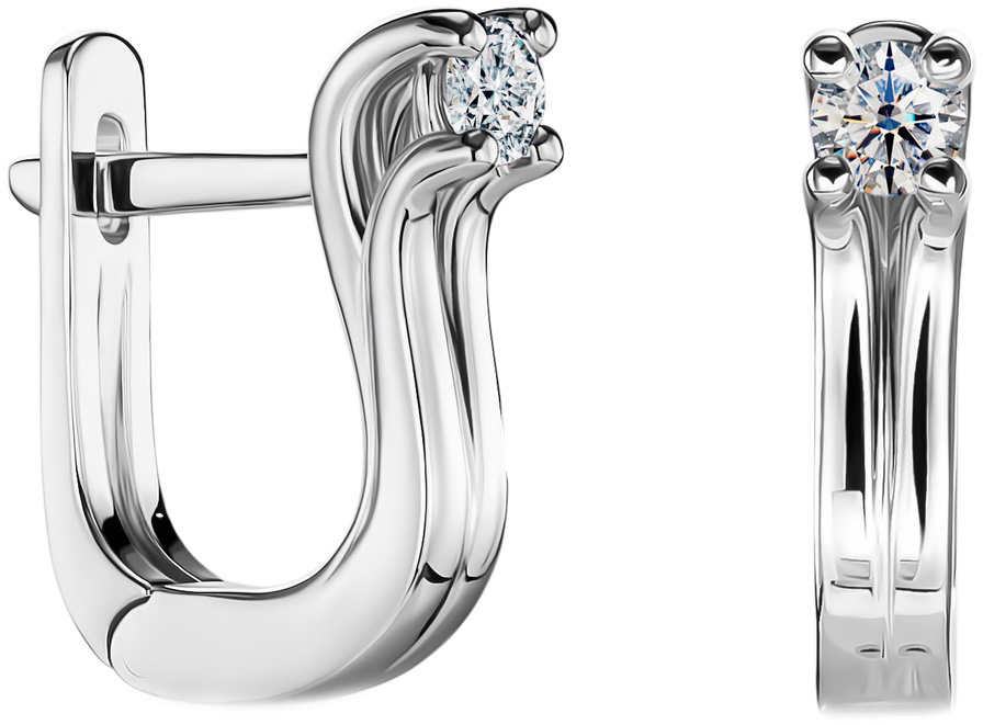 Золотые серьги ALROSA DIAMONDS 1B006F21 c бриллиантом