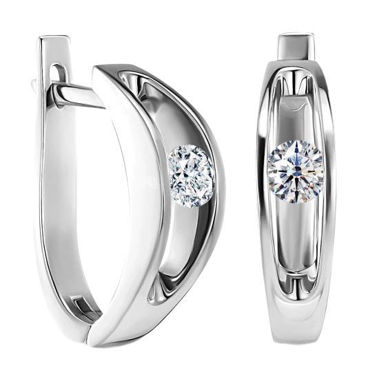 Серьги из белого золота ALROSA DIAMONDS 1E064121S с бриллиантами