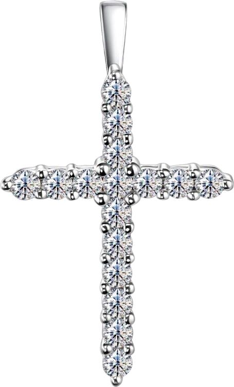 Женский декоративный крестик из белого золота ALROSA DIAMONDS 2E087121S с бриллиантами