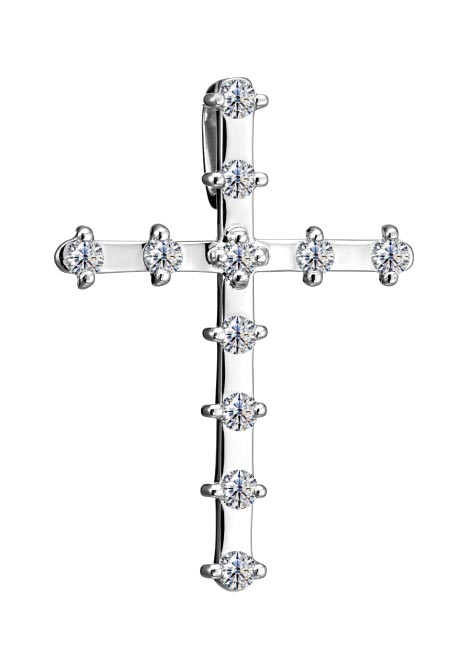 Декоративный крестик из белого золота ALROSA DIAMONDS 2E092121S с бриллиантами