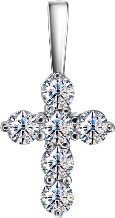 Женский декоративный крестик из белого золота ALROSA DIAMONDS 2E317121S с бриллиантами