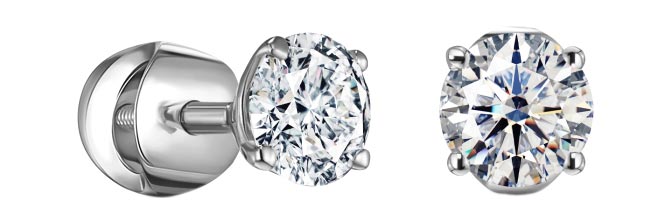 Серьги пусеты-гвоздики из белого золота ALROSA DIAMONDS 9C149211S с бриллиантами